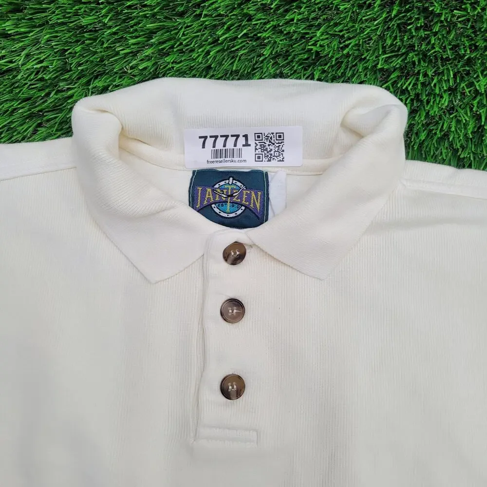 Vintage 90s Jantzen Sweater XL 26x25 Ivory Crest Ribbed